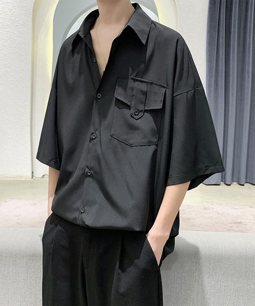 「aimoha」 半袖シャツ LARGE ブラック メンズ_画像8