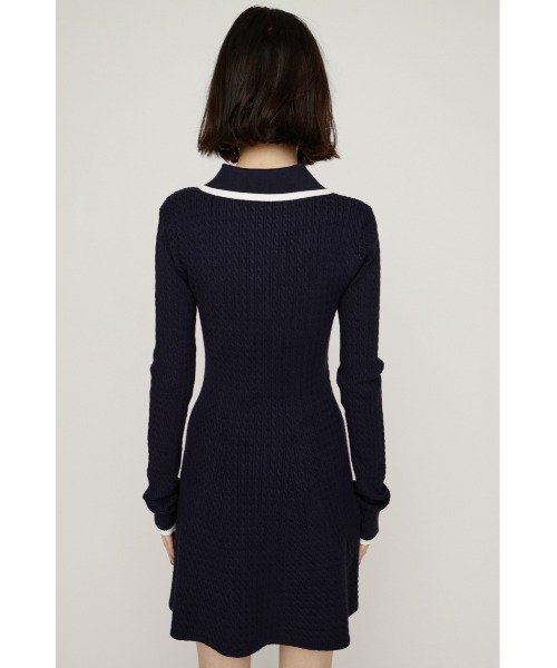 SLY（スライ） ワンピース COLLARED CABLE KNIT S/OP カラード