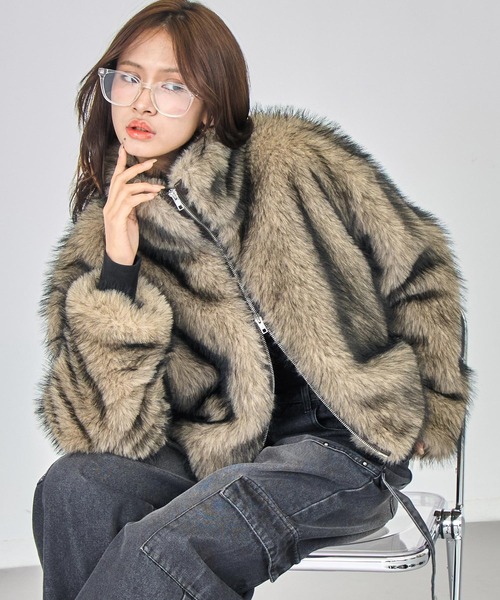 A'K-POPさん専用 ファーライクダブルジップブルゾン ANAP（アナップ） ブルゾン アウター ダブルジップ ミックスファー