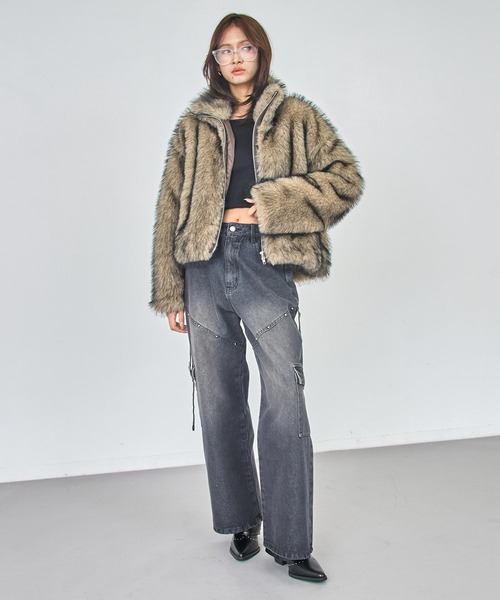 A'K-POPさん専用 ファーライクダブルジップブルゾン セール】ダブル ジップ ファー ブルゾン（ブルゾン）｜ANAP GiRL