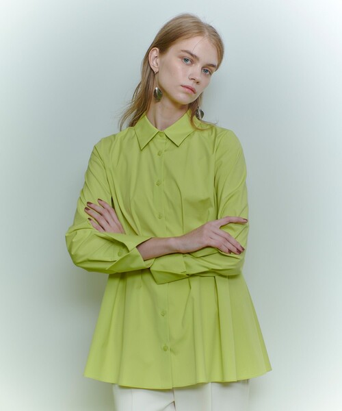 【美品】ルルウィルビー　タックシェイプシャツ　フリル　2025SS 長袖　黒 LOULOU WILLOUGHBY（ルルウィルビー） ブラウス シャツ 「LOULOU
