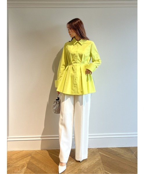 【美品】ルルウィルビー　タックシェイプシャツ　フリル　2025SS 長袖　黒 LOULOU WILLOUGHBY（ルルウィルビー） ブラウス シャツ 「LOULOU