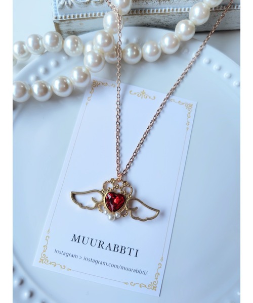 VIBGYOR ネックレス 「MUURABBTI」ハートと羽のキラキラビジュー