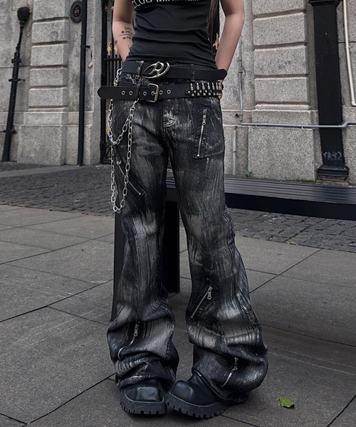 Ressaca（レサーカ） ジーンズ ジップデザインフレアデニムパンツ