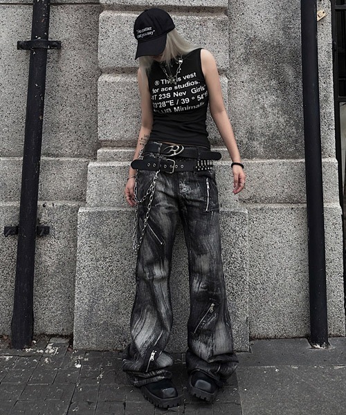 Ressaca（レサーカ） ジーンズ ジップデザインフレアデニムパンツ