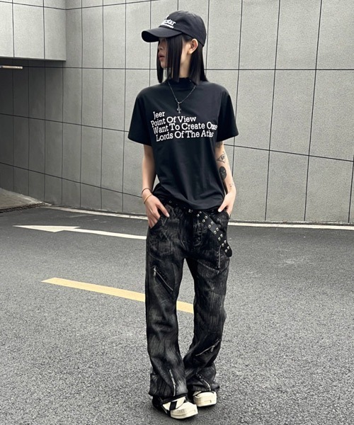 Ressaca（レサーカ） ワイドパンツ ジーンズ ジップデザインフレア