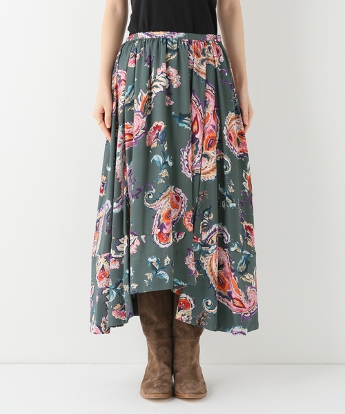 「IENA」 ロングスカート 36 チャコールグレー レディース_画像4