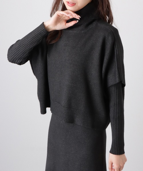 「Lace Ladies」 ニットワンピース S グレイッシュベージュ レディース_画像9