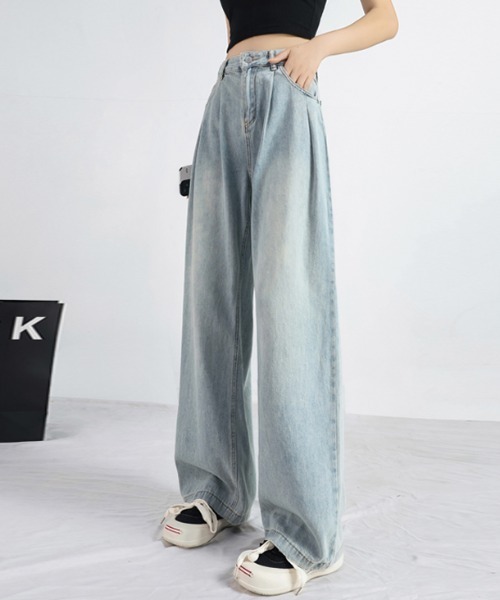 「GEMEDA」 「achic」デニムパンツ S ライトブルー レディース_画像6