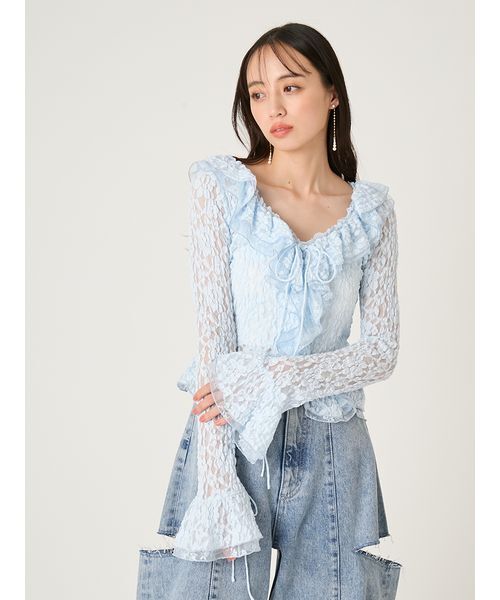 FRAY I.D（フレイ・アイディー） tシャツ ラッフルデザインレース