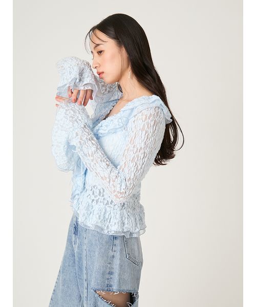 FRAY I.D（フレイ・アイディー） tシャツ ラッフルデザインレース