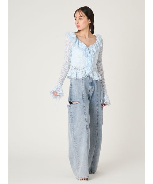 FRAY I.D（フレイ・アイディー） tシャツ ラッフルデザインレース