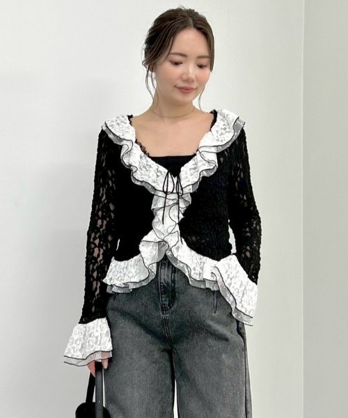 FRAY I.D(フレイ・アイディー) tシャツ ラッフルデザインレース FRAY I.D(フレイ・アイディー) tシャツ ラッフルデザインレース