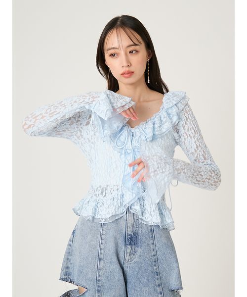 FRAY I.D（フレイ・アイディー） tシャツ ラッフルデザインレース