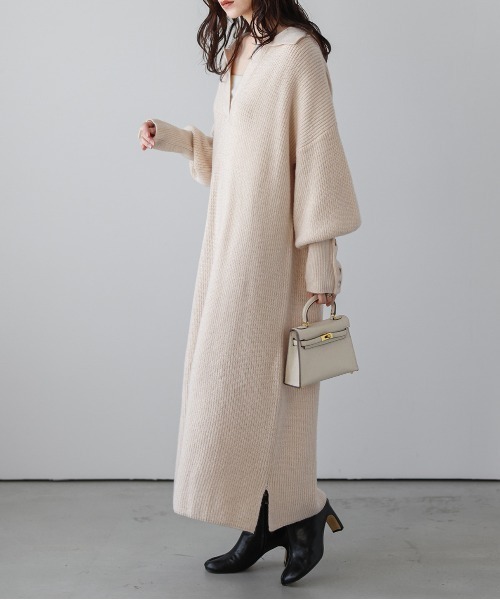 「La-gemme」 ニットワンピース フリー グレー レディース_画像2