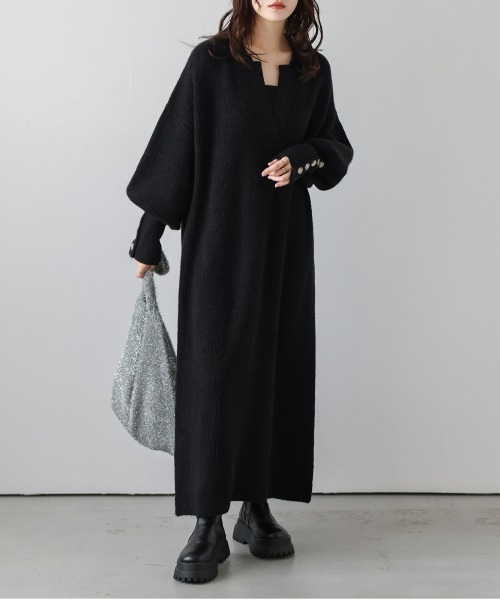 「La-gemme」 ニットワンピース フリー グレー レディース_画像8