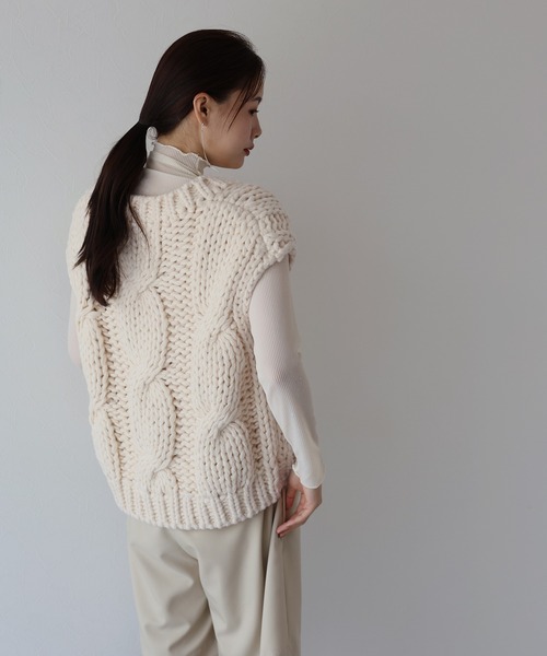 「J by blue」 ニットベスト MEDIUM ベージュ レディース_画像5