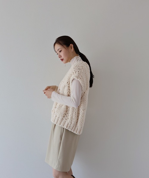 「J by blue」 ニットベスト MEDIUM ベージュ レディース_画像7