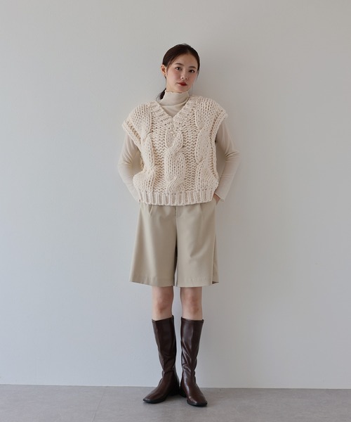「J by blue」 ニットベスト MEDIUM ベージュ レディース_画像8