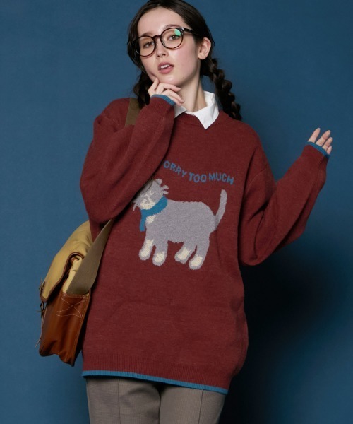 「KRIFF MAYER Lady's Collection」 長袖ニット MEDIUM レッド レディース_画像8