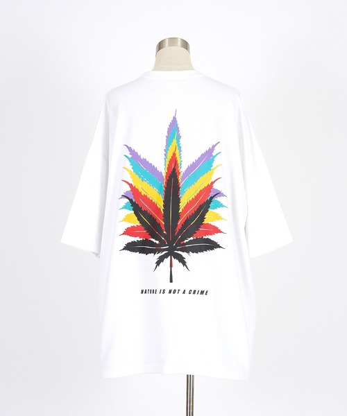 tシャツ a.p.o.v. レインボーマリファナバックビッグプリントオーバー