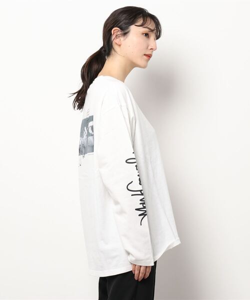 「ROXY」 長袖カットソー「MARK GONZALESコラボ」 LARGE ベージュ レディース_画像2
