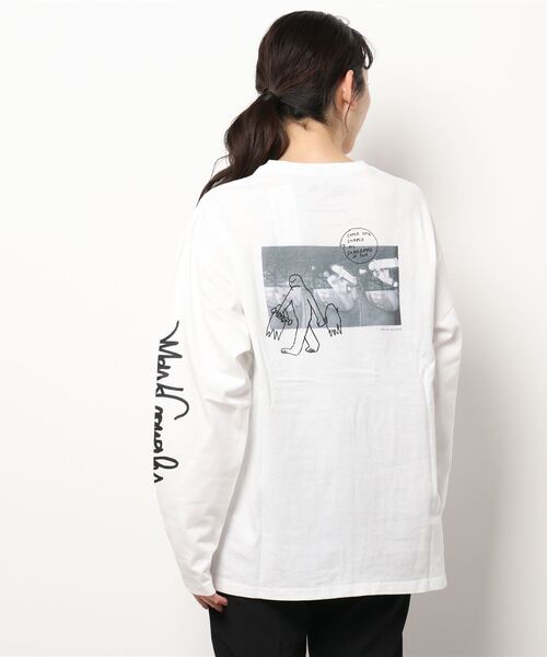 「ROXY」 長袖カットソー「MARK GONZALESコラボ」 LARGE ベージュ レディース_画像3