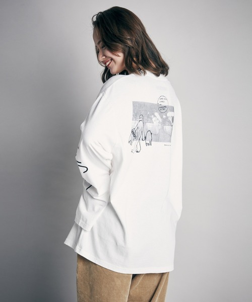 「ROXY」 長袖カットソー「MARK GONZALESコラボ」 LARGE ベージュ レディース_画像6
