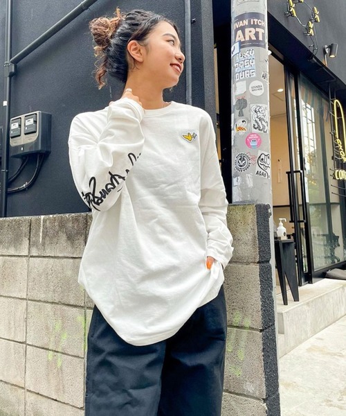 「ROXY」 長袖カットソー「MARK GONZALESコラボ」 LARGE ベージュ レディース_画像9
