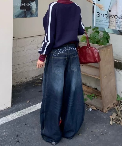 「SHEENA」 デニムパンツ L インディゴブルー レディース_画像5