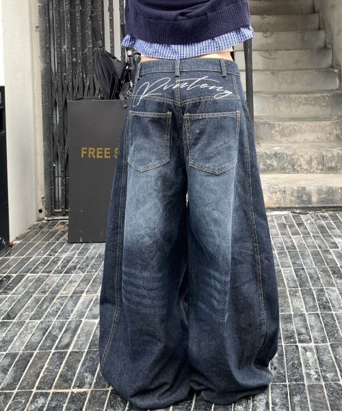 「SHEENA」 デニムパンツ L インディゴブルー レディース_画像7