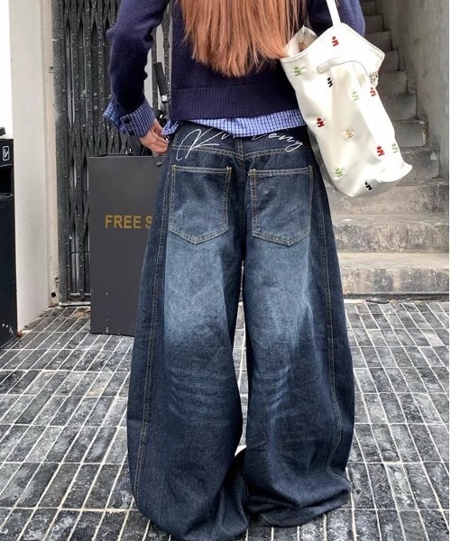 「SHEENA」 デニムパンツ L インディゴブルー レディース_画像9