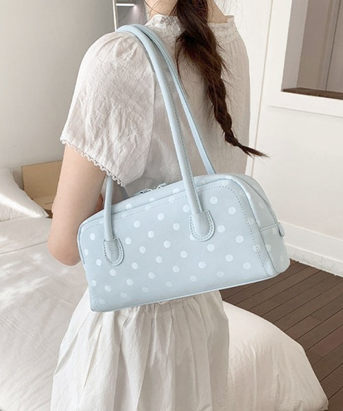 ボストンバッグ HOOK for girls ロングハンドルドット柄ミニボストン