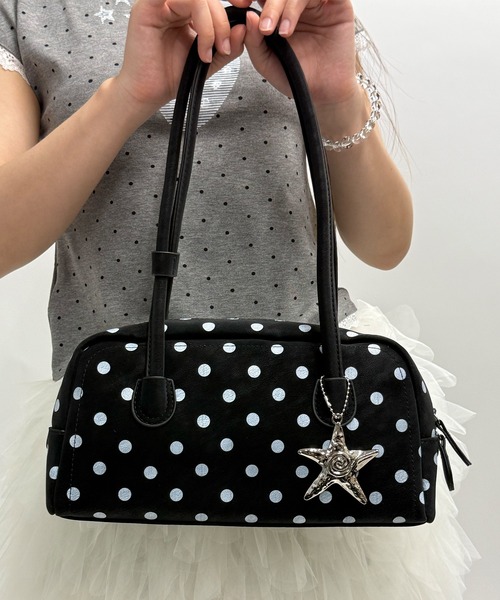 ボストンバッグ HOOK for girls ロングハンドルドット柄ミニボストン
