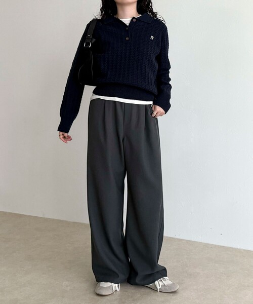 「fredy emue」 イージーパンツ 38 チャコールグレー レディース_画像2