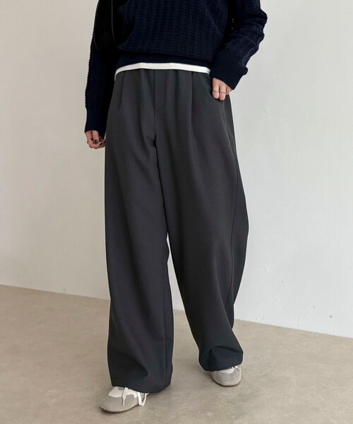 「fredy emue」 イージーパンツ 38 チャコールグレー レディース_画像7