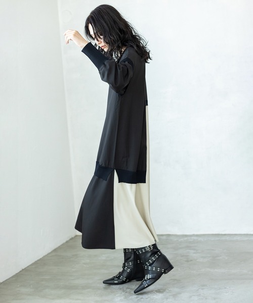 「OSMOSIS」 長袖ワンピース ONE SIZE ライトベージュ レディース_画像3