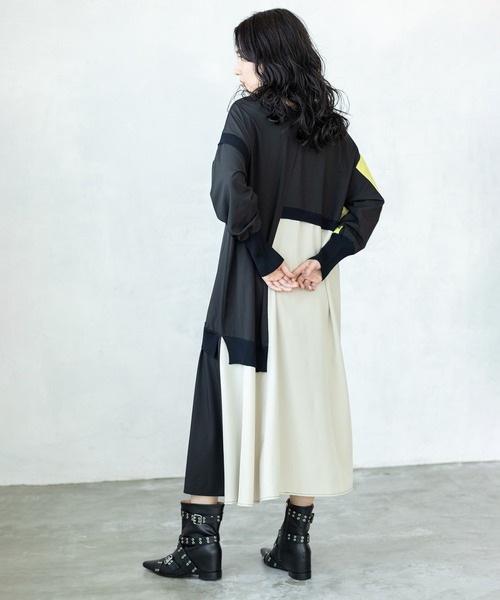 「OSMOSIS」 長袖ワンピース ONE SIZE ライトベージュ レディース_画像4