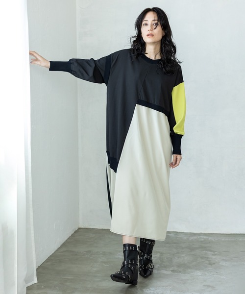「OSMOSIS」 長袖ワンピース ONE SIZE ライトベージュ レディース_画像8