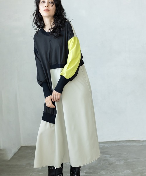 「OSMOSIS」 長袖ワンピース ONE SIZE ライトベージュ レディース_画像9