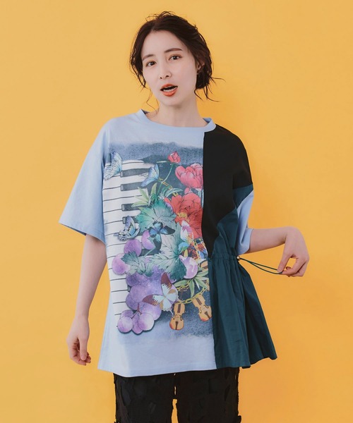 iS ScoLar（イズスカラー） チュニック 562227：楽器×お花のブローチ柄 