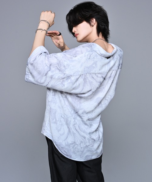 「ADRER」 半袖シャツ MEDIUM ブラック×グレー メンズ_画像6