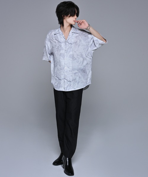 「ADRER」 半袖シャツ MEDIUM ブラック×グレー メンズ_画像7