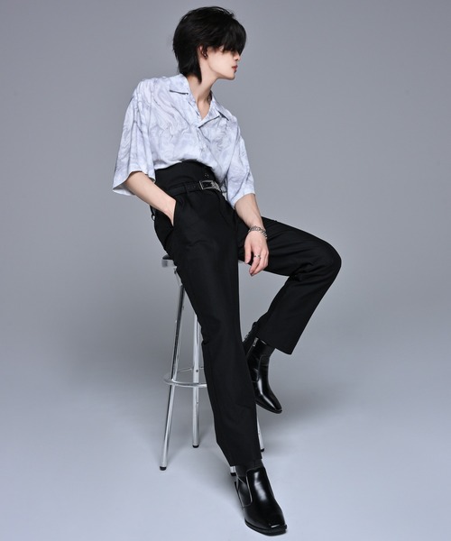 「ADRER」 半袖シャツ MEDIUM ブラック×グレー メンズ_画像9