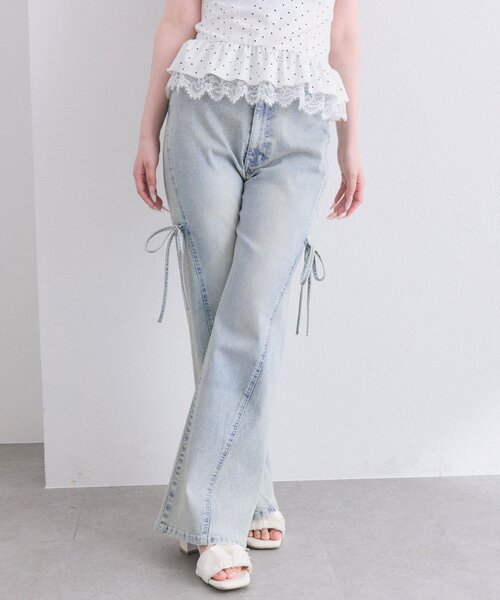 「OLIVE des OLIVE」 ブーツカットデニムパンツ MEDIUM ピンク レディース_画像2