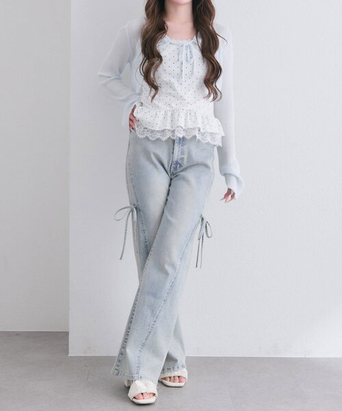 「OLIVE des OLIVE」 ブーツカットデニムパンツ MEDIUM ピンク レディース_画像5