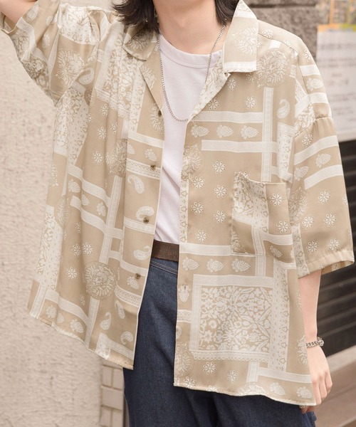 お得即納 シャツ ブラウス ドレープ リラックス アソート柄オープンカラーシャツ/アロハシャツ/柄シャツ ZOZOTOWN PayPayモール店 - 通販 - PayPayモール 新品