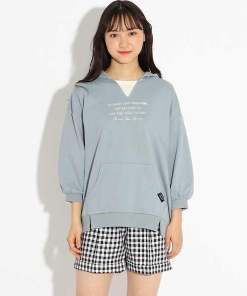 パーカー フード付チュニック7分袖トップス|ZOZOTOWN PayPayモール店|01