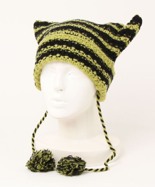 ニット帽 ニットキャップ 「HIKA」猫耳ボンボンワッチCAP