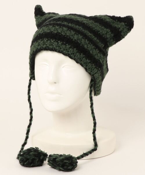 ニット帽 ニットキャップ 「HIKA」猫耳ボンボンワッチCAP